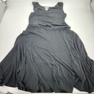 Chicos Acetate Slinky Black Fit Flare Dress Size 1/M Sleeveless Midi